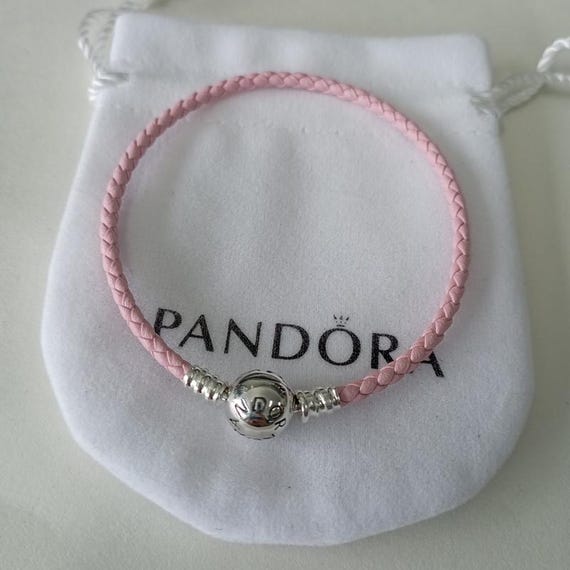 Pandora ブレスレット シルバー/ピンク Pandora Pink Silver Sterling Leather Charm Bracelet 16-21cm - Etsy