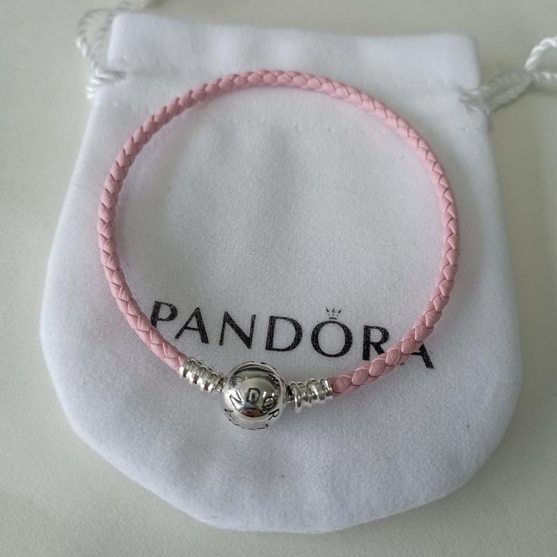 Pandora Pink Silver Sterling Leather Charm Bracelet 16-21cm - Etsy