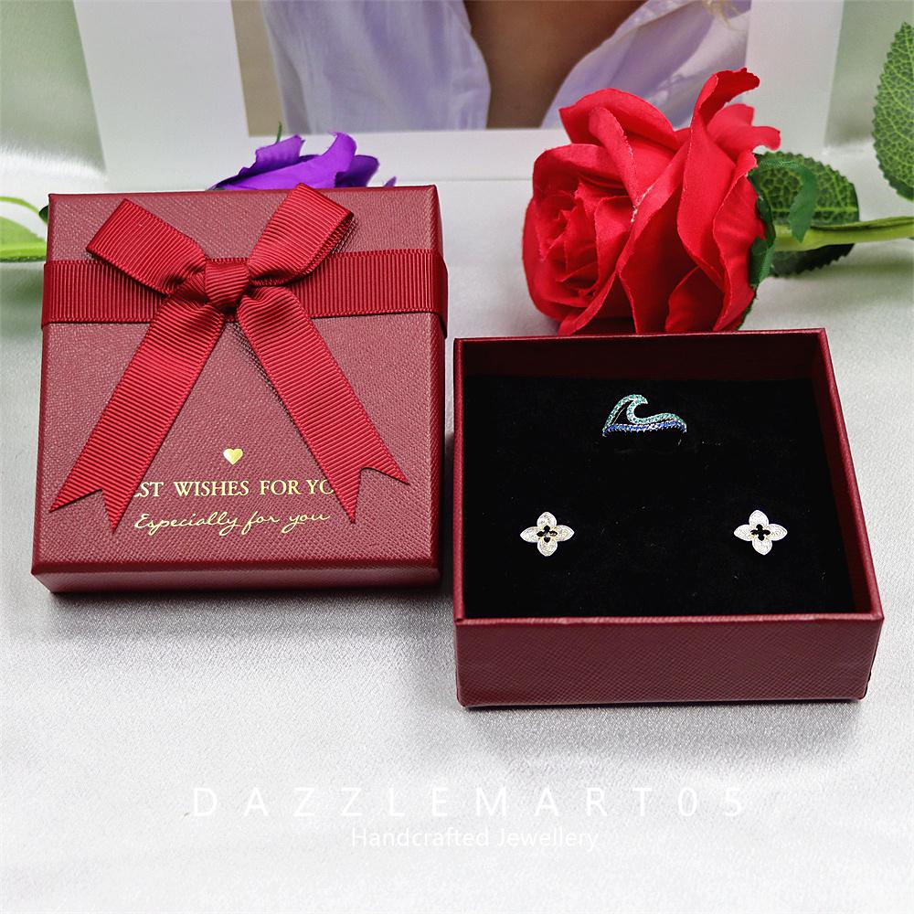 Orecchini A Perno In Argento Sterling Con Pietre CZ A Forma Aperta