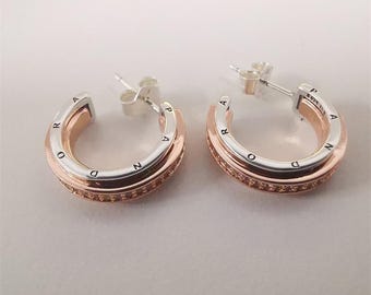 Kolczyki-koła Pandora Signature Two tone z logo i pavé