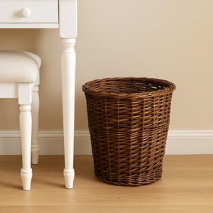 Hand Woven Wicker Waste Paper Bin: 20L Oval Trash Basket