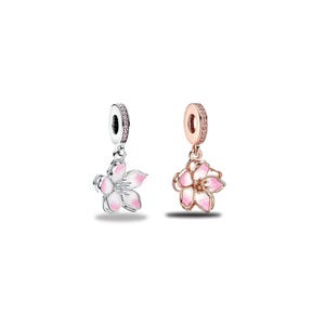 PANDORA チェリーブロッサムチャーム フラワーペンダントチャーム ピンク S925 シルバー、フラワーチャーム、ネイチャーチャーム、ママ用チャーム、パンドラブレスレットにフィット