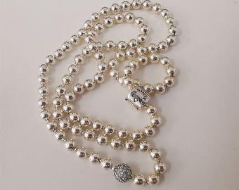 pandora 50cm beads and pave necklace hallmark s925 ale