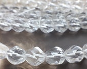 Crystal Clear 8mm Spiral Cut Faceted Round Czech Fire Polished Beads (25pcs or 300pcs)