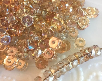 Preciosa/Jablonex fire polished clarit champagne heshi rondelle spacers 6x3mm (50 pieces or 600 pieces (half mass)) wholesale