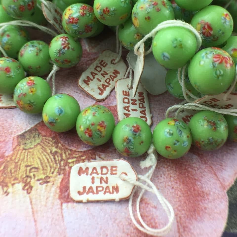 Vintage Miriam Haskell Cherry Brand Occupied Japanese Green Tombo