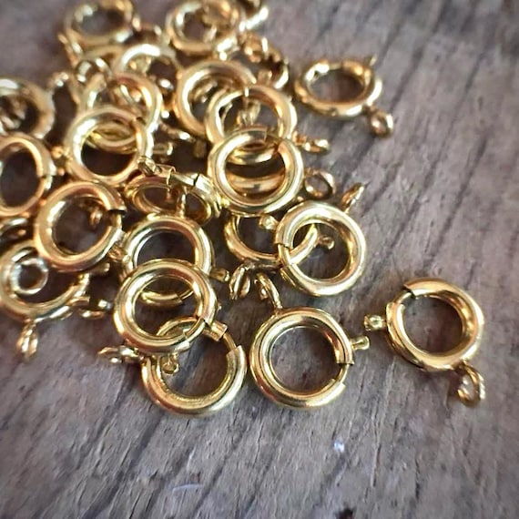 Vintage Gold Plated Spring Ring Clasps 9mm 20 Pieces UK