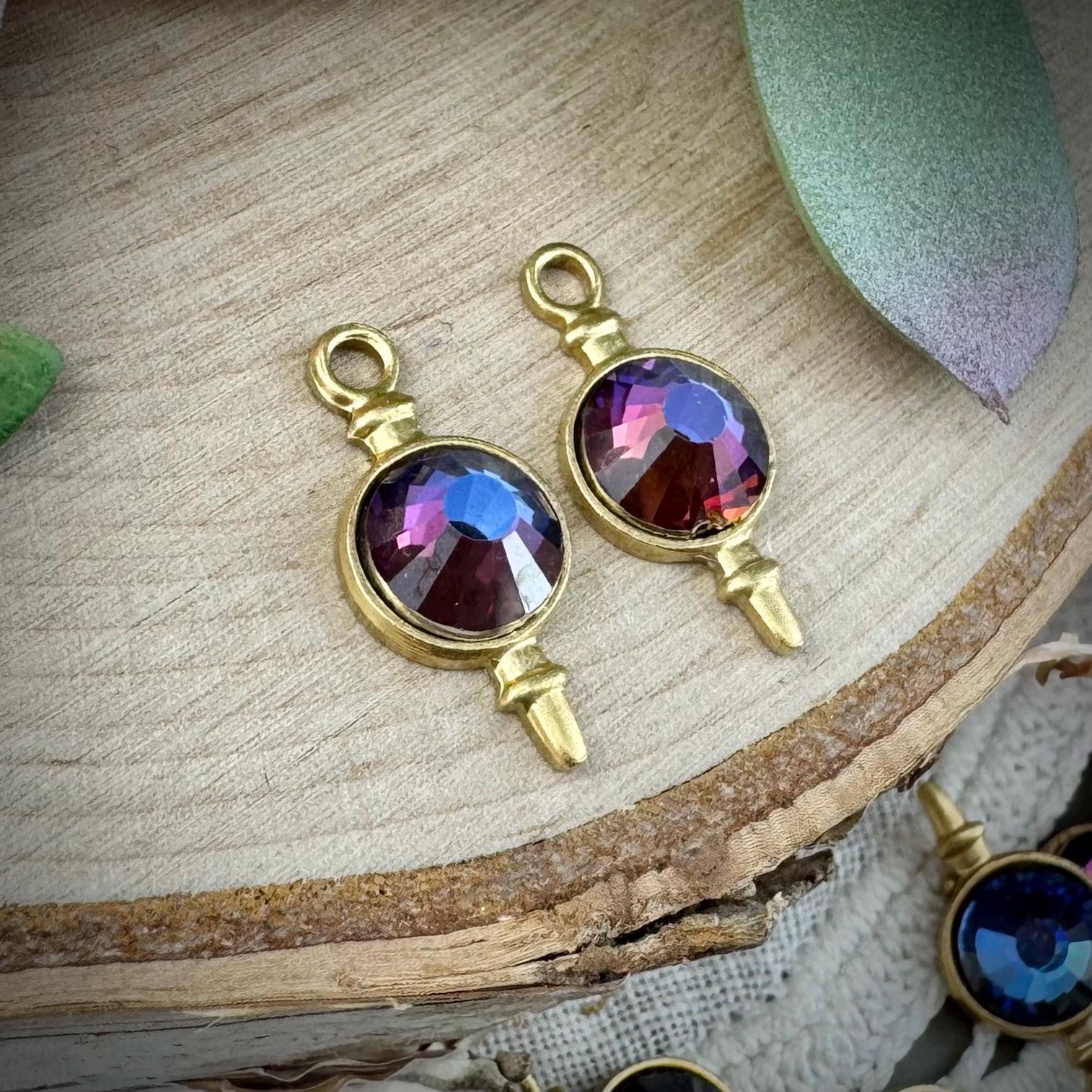 Vitral Blue / Purple Flat Backed Flashy Dangle Chards / Drops