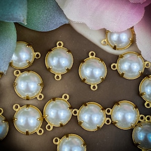 Faux Pearl Round Connectors - 12mm - 4 Pieces