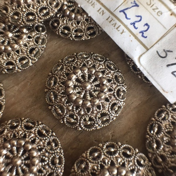 Vintage Italian Filigree Sparkly Ornate 22mm Button Cabochons (2pcs)