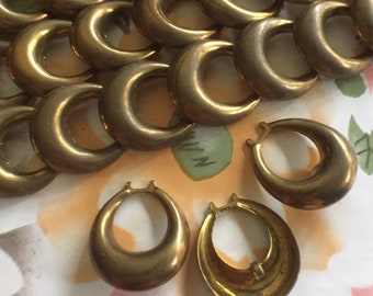 Vintage Naturally Oxidized Crescent Moon Raw Brass Statement Chain (1foot)