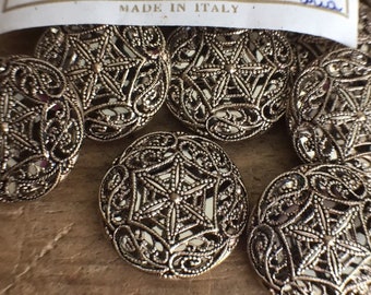 Vintage Italian Filigree Sparkly Detailed 22mm Button Cabochons (2pcs)