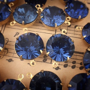 Vintage Swarovski Large Montana Blue Crystal Connectors / Links - 21mm - 2 Pieces