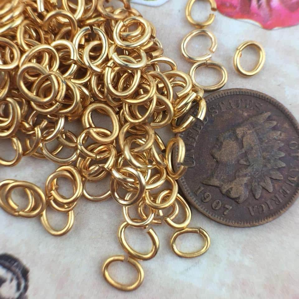 Vintage Gold Plated Oval Jump Rings Connectors / Links (#11