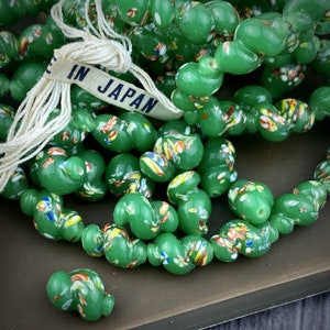 Unique Twisted Green Vintage Japanese Occupation Glass Tombo Beads - 12mm - 4 Pieces