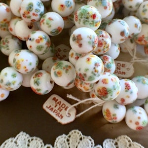 Vintage Japanese Occupation Glass Tombo Millefiori 10mm White Rainbow Beads (4pcs)