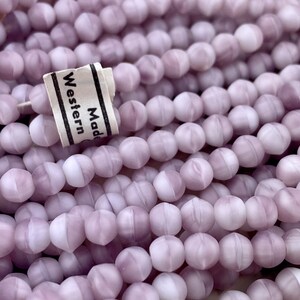 Vintage Matte Pearly and Swirly 2 Tone Amethyst/White Moonglow West German Beads - 5mm - Strand of 100 Beads