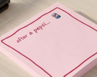 Pepsi Notepad, Funny Desk Memo Pad, Soda Lover Office Stationery (4x4)