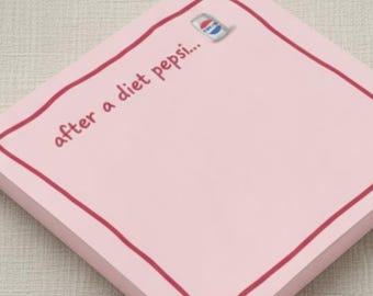 Diet Pepsi Notepad, Funny Desk Checklist Pad, Pink Stationery, Office Gift
