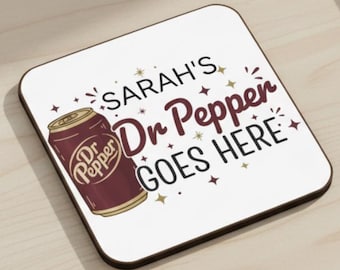 Personalized Dr Pepper Coaster | Custom Soda Desk Gift | Funny Office Drink Decor