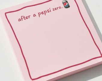 Pepsi Zero Notepad, Funny Desk Memo Pad, Soda Lover Stationery, Coworker Gift