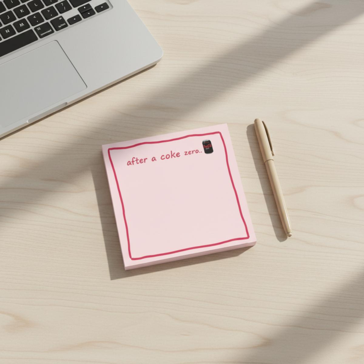 Coke Zero Notepad, Pink Sticky Notes Pad, Soda Lover Stationery - Etsy