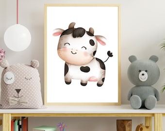 世界で一番かわいい小さな子牛のデジタルプリント、愛らしい新生児の子