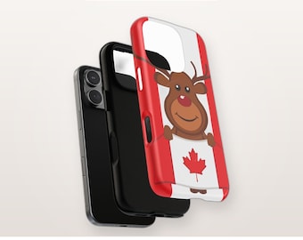 iPhone-hoesje met Canadees rendier en MagSafe-compatibel, stevig magnetisch hoesje met Canadees esdoornblad, Canadees cadeau