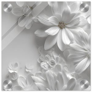 White Floral Wall Art, Modern Botanical Acrylic Print, Minimalist Flower Art, Scandinavian Home Decor, Choose Your Design