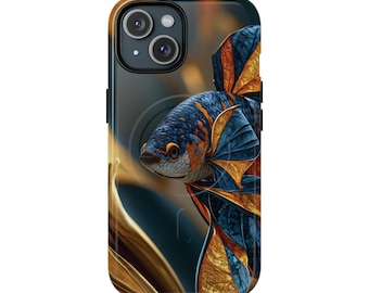 Stevige magnetische telefoonhoes met koi-vismotief — Beschermend en artistiek visontwerp