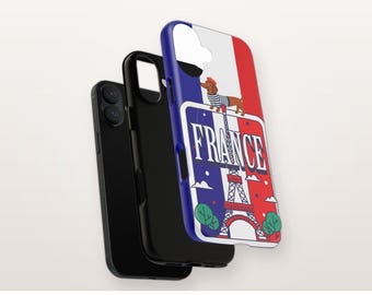 Telefoonhoesje met Franse teckel en MagSafe-compatibel, magnetisch iPhone-hoesje met Eiffeltoren-motief, Frans cadeau