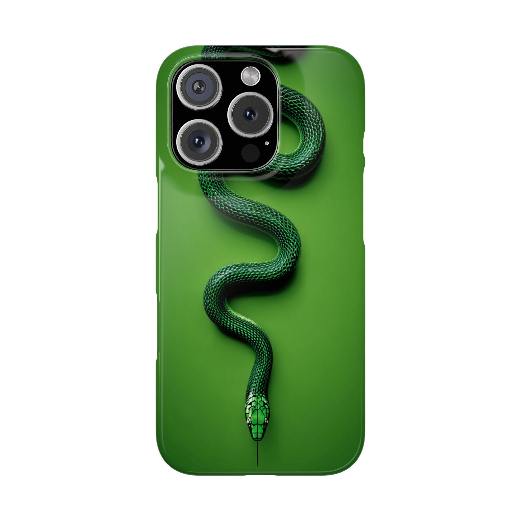 Green Snake iPhone Case Trendy Reptile Print Phone Cover