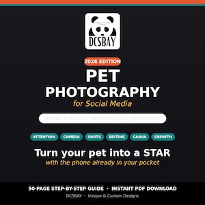 Pet Photography Guide for Social Media | Dog Cat Photo Tips iPhone | Canva Templates Tutorial | Instagram Growth PDF | 2026 Instant Download