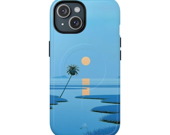 Stevige magnetische hoes — Minimalistische Sunset Palm telefoonhoes