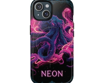 Neon Octopus Telefoonhoesje — Stevige magnetische beschermhoes