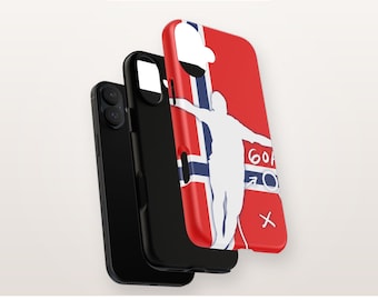 Noorse voetbal MagSafe-compatibele telefoonhoes, magnetische iPhone-hoes met Noorse vlag, cadeau voor voetbalfans