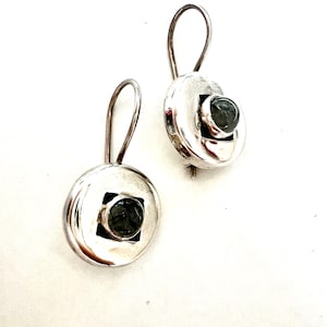 Vintage 925 Sterling Silver Quartz Dangle Earrings: Boho Gemstone Jewelry