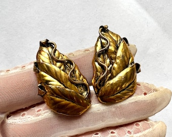 Boucles D'oreilles Clips Vintage Triangle Signées Sabine Doré - Bon état