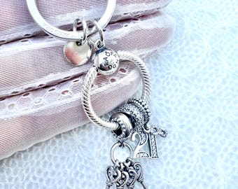Pandora Sterling Silver 21st Birthday Charm Keyring: Crystal