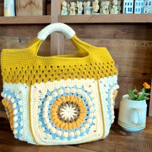 Crochet Bag Pattern, Granny Square Bag PDF, Sunflower Vintage Pattern, Begginer Level Pattern, Printable PDF
