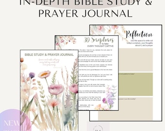 Bible Study and Prayer Journal, Prayer Journal Printable, Bible Study Journal, Christian Digital Bible Journal, Scripture, Instant Download