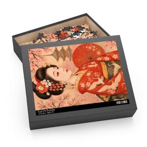 Maiko Geisha Jigsaw Puzzle  Traditional Japanese Art with Cherry Blossoms  100/252/500 Pieces  Kyoto-Inspired Gift