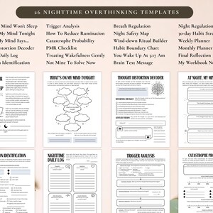 PLR Nighttime Overthinking Workbook for Commercial Use, Printable and Editable Template | Sleep Anxiety Journal