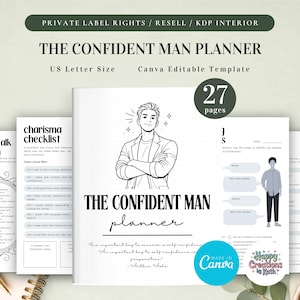 Agenda L'homme confiant pour un usage commercial, modèle imprimable et modifiable sur toile, agenda de confiance en soi pour homme