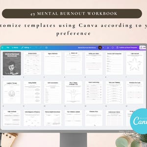 PLR Mental Burnout Workbook for Commercial Use, Printable and Editable Canva Template, Stress Management, Wellness Journal image 6