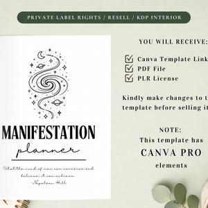 PLR Manifestation Planner for Commercial Use, Printable and Editable Template, Law of Attraction Journal, Vision Board