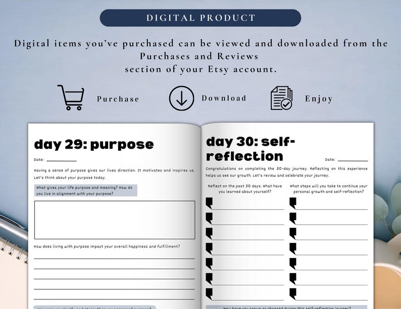 PLR Self-Reflection Journal for Commercial Use, Printable and Editable Template, Daily Mindfulness Journal, Self-Growth Journal
