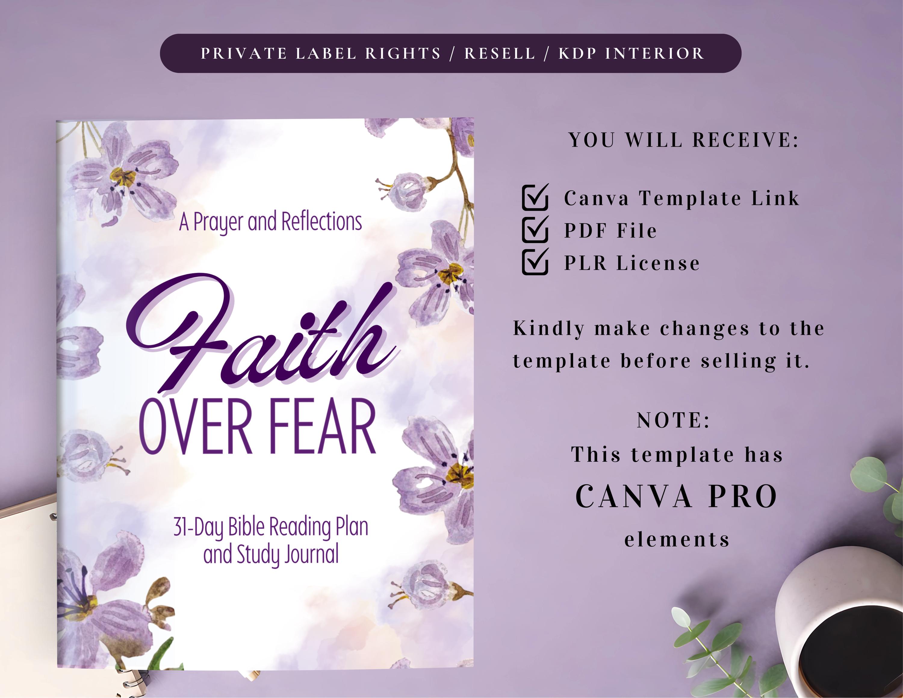 Devotion Commercial PLR Faith Over Fear: A Prayer Journal for Commercial Use, Printable and ...
