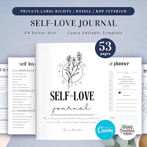 PLR Selbstliebe-Journal für kommerzielle Nutzung, druckbare und bearbeitbare Vorlage, Selbstfürsorge-Journal, Affirmation Journal, Selbstliebe-Plan