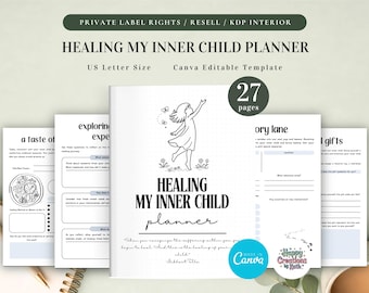 PLR Healing my Inner Child Planner for Commercial Use, Printable and Editable Template, Healing Journal, Inner Child Workbook